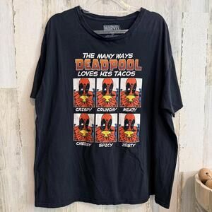 Marvel Men’s Size 2X Deadpool Graphic Taco T-Shirt Black